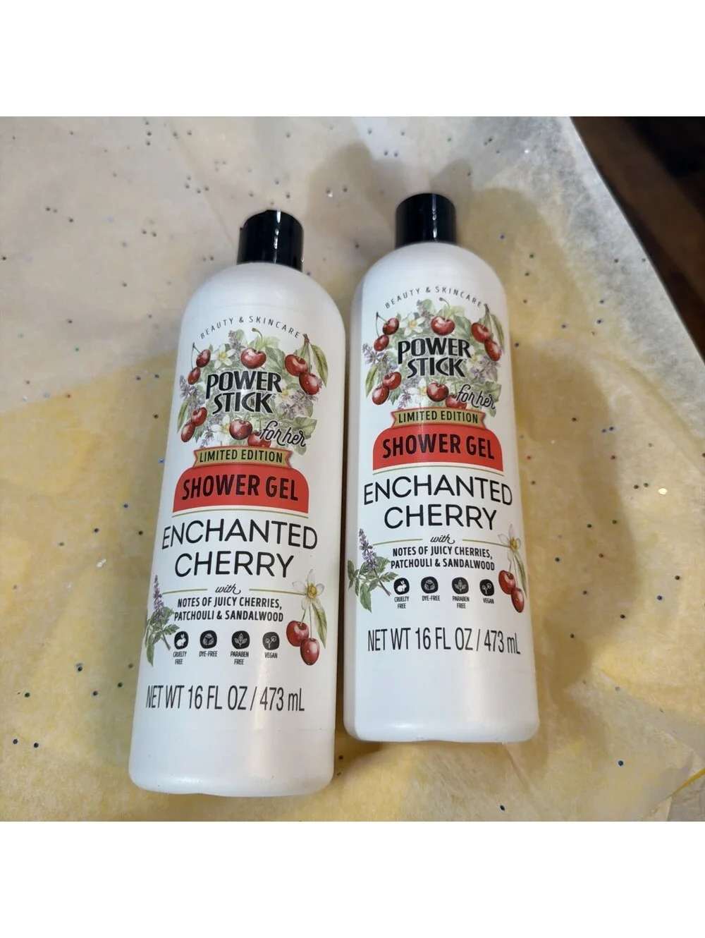 Lot of 2 Power Stick Shower Gel Enchanted Cherry 16 fl oz Rare Fast Shipping